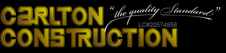 Part of the Carlton Construction MN logo stating Carlton Construction, the quality standard.